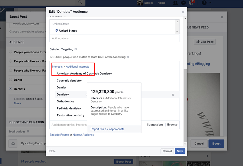 Facebook Interests
