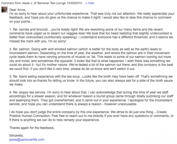 Bad Review Response