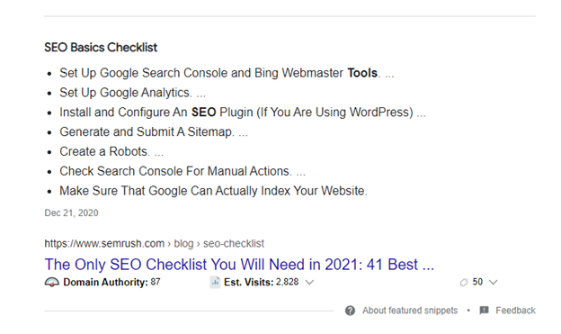 seo checklist