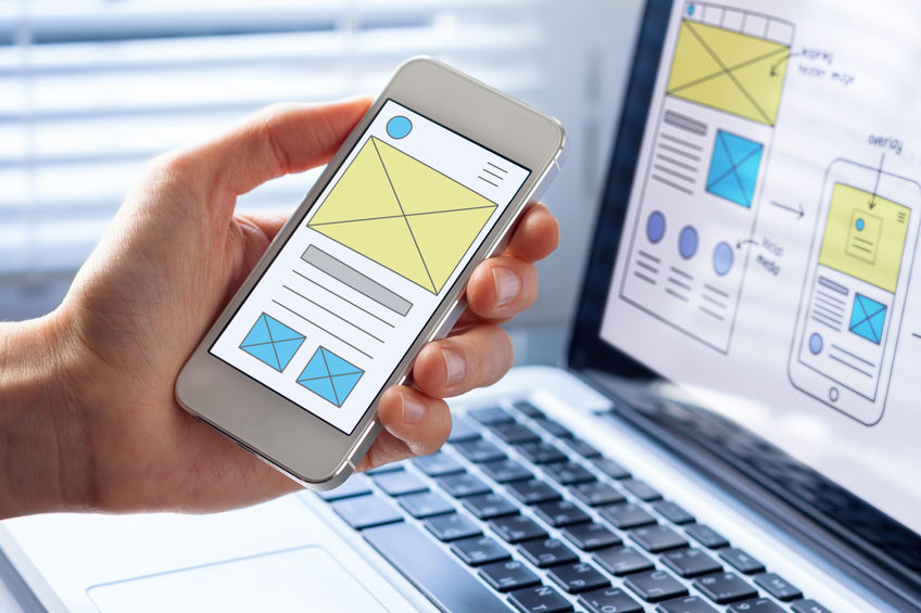 Mobile responsive website development, wireframe design preview