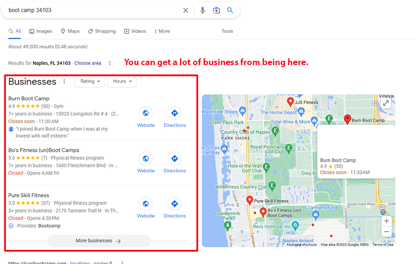 google maps gyms