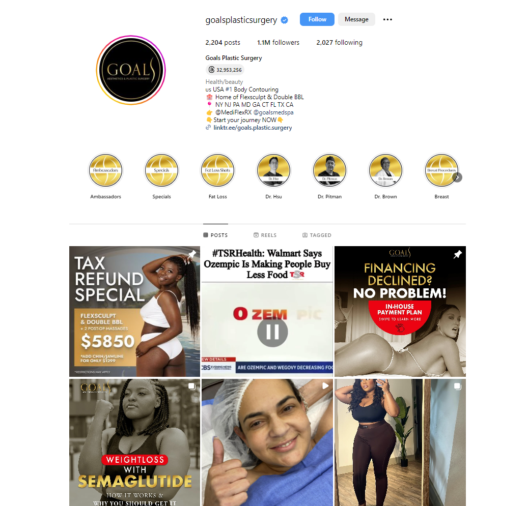 plastic surgeon social media