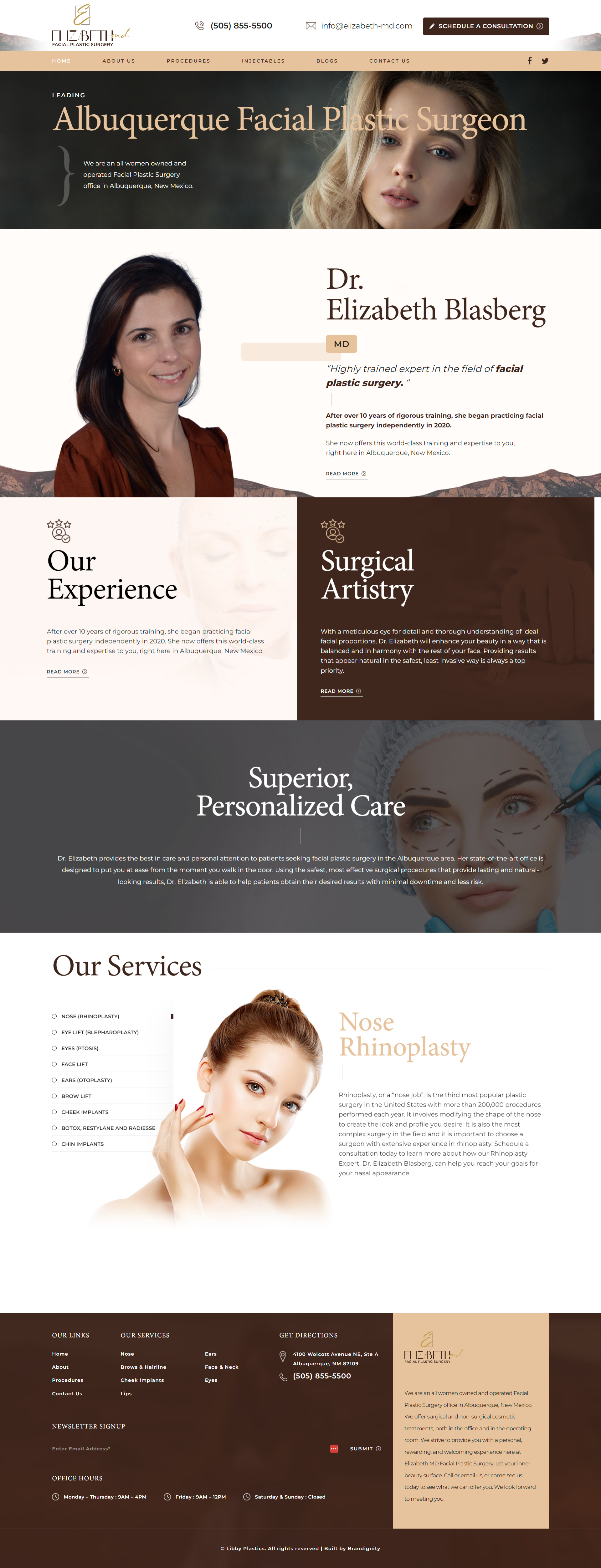 plastic surgeon website UX