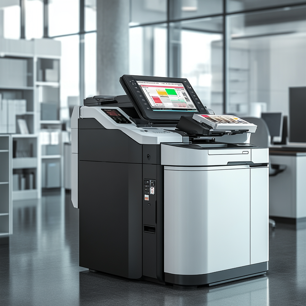 Office photocopier or printer with colored ribbons for high-quality printing services.