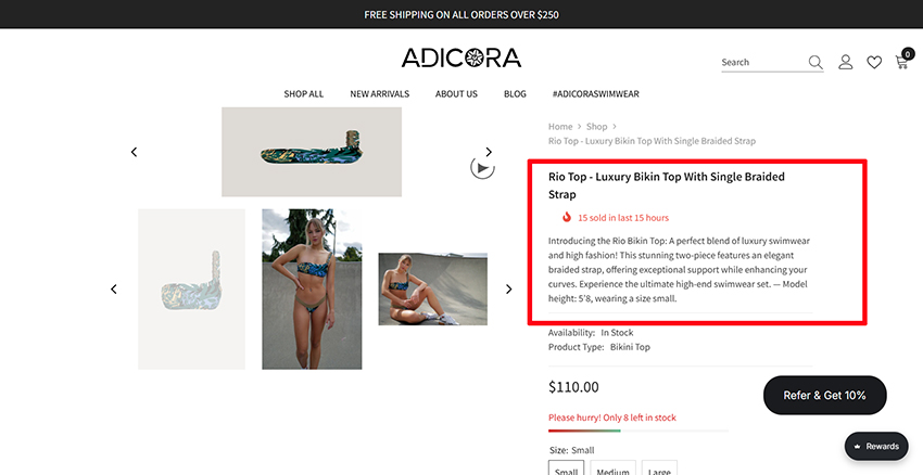 swimwear product descriptions