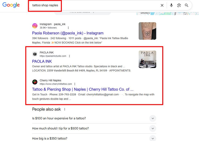 tattoo shop SEO