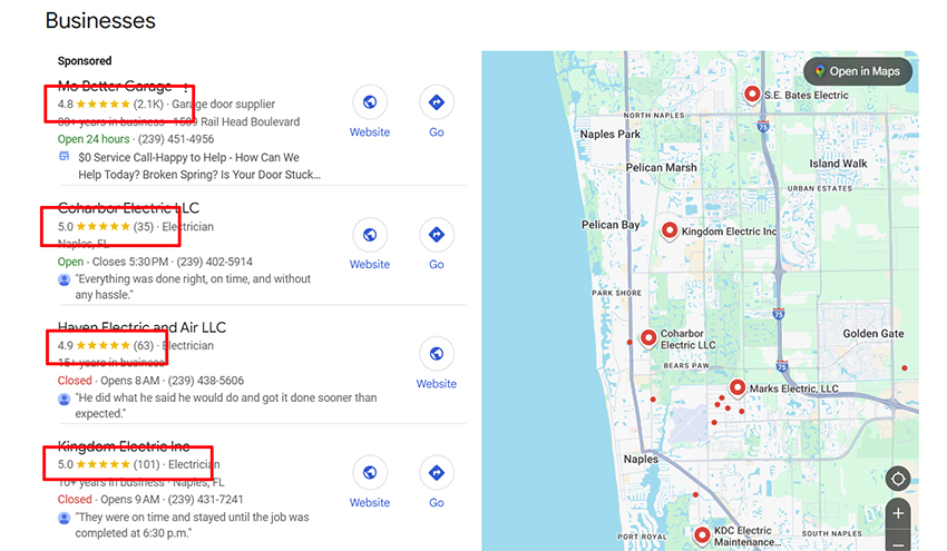 google reviews electricians